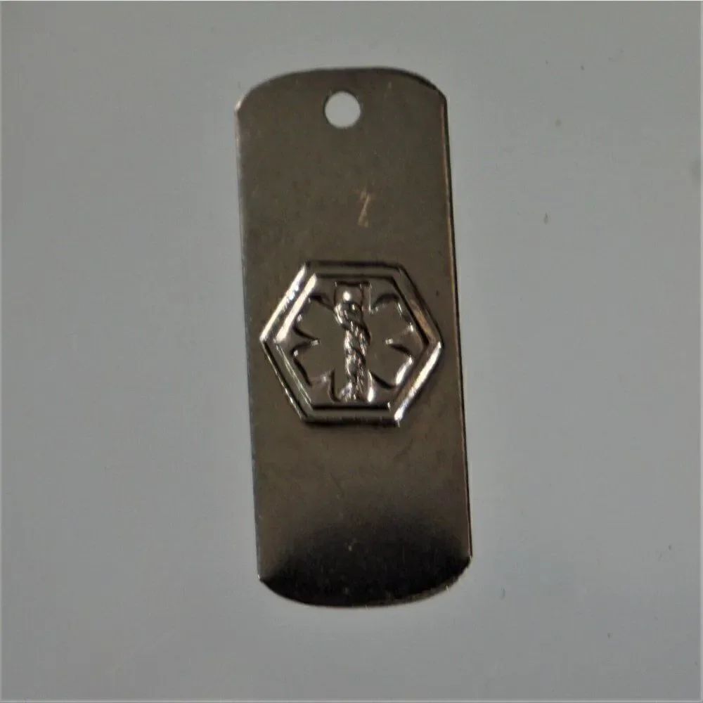 Diabetic Medical Alert ID Dog Tag Charm Stainless Steel